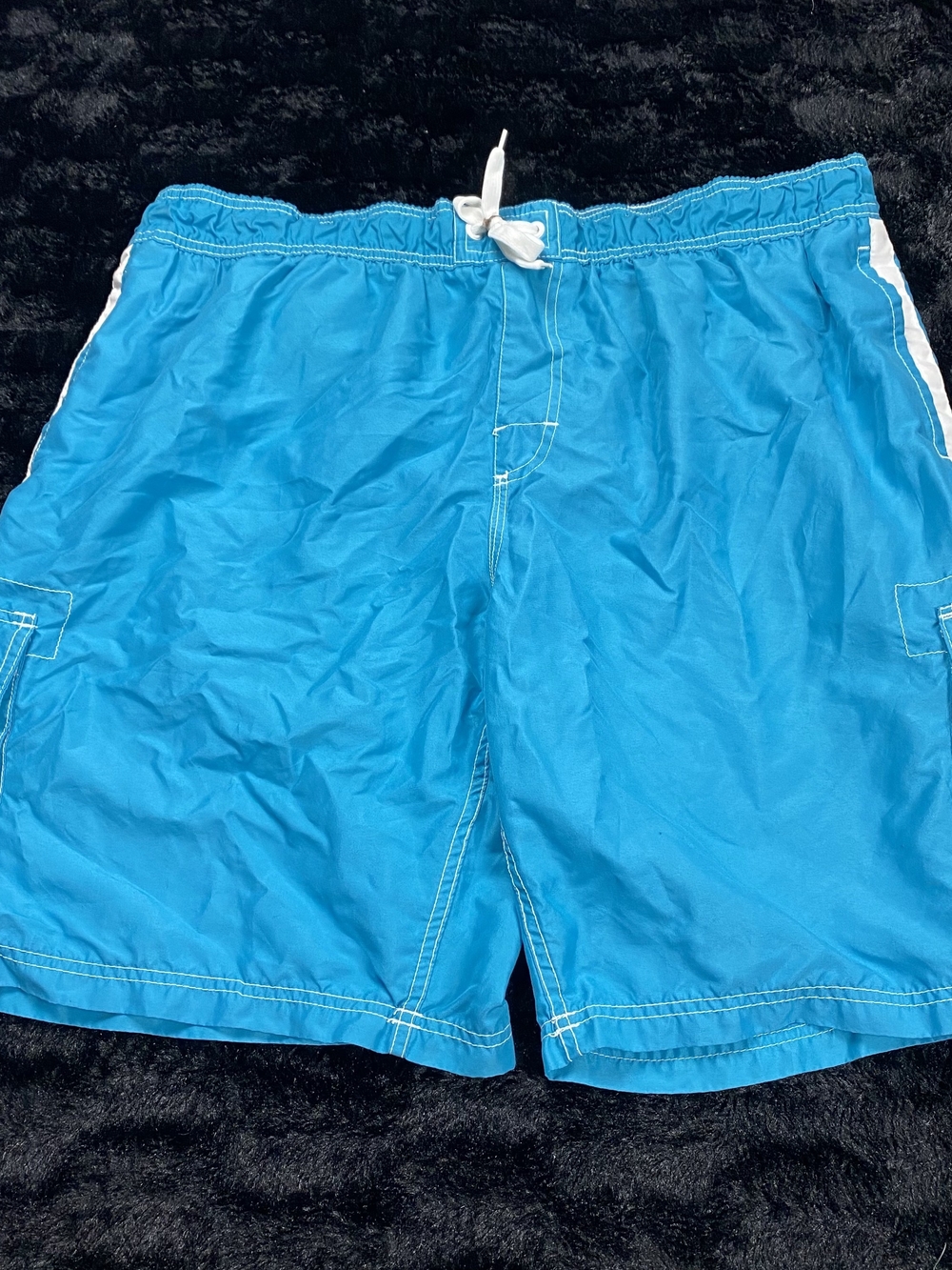Kanu Surf Turquoise Blue Men's Swim Board Shorts with White Drawstring